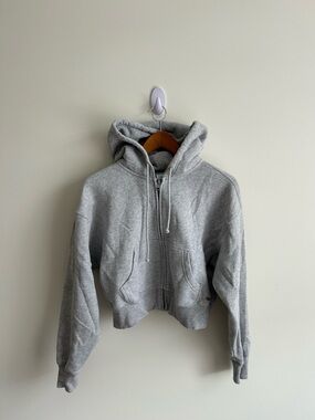 Aritzia Tna Heather Grey Cropped Zip Up